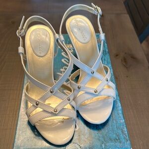 Easy Street White Strappy Heels with Medium Heel